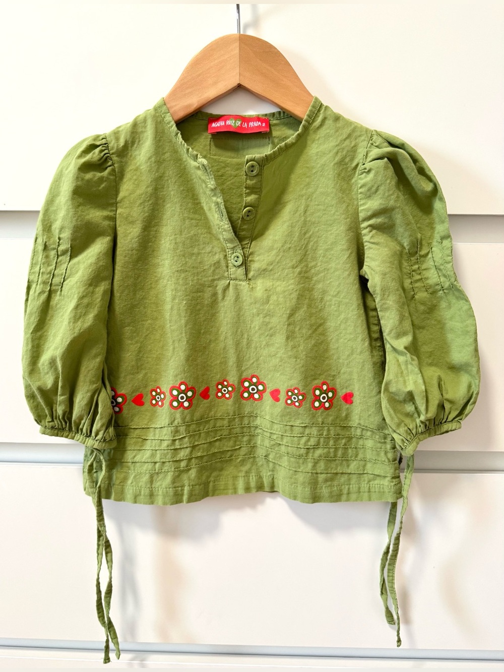 Vintage Rare Agatha Ruiz De La Prada Green Blouse - Size: 2T - Like New!